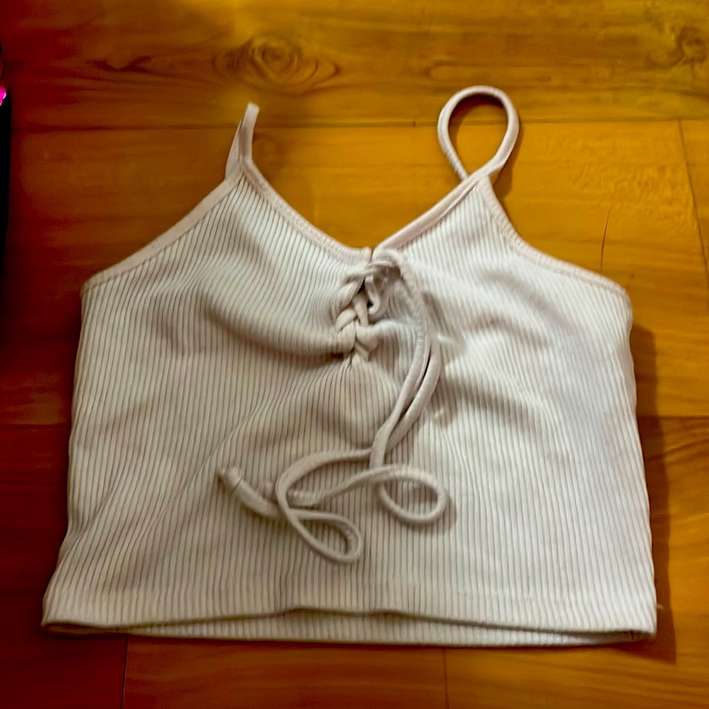 Thin strap tie front small pink Forever 21 halter top